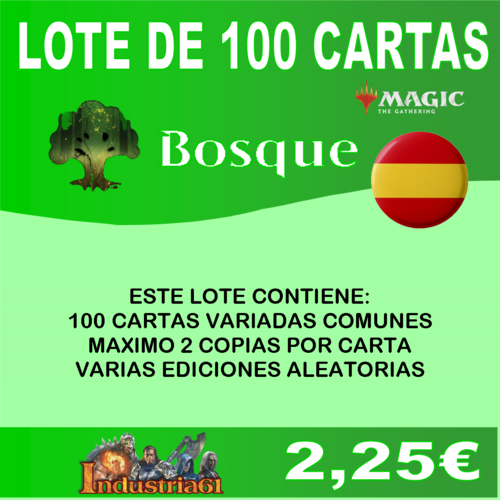 100 CARTAS COMUNES DE MAGIC - VERDE en CASTELLANO