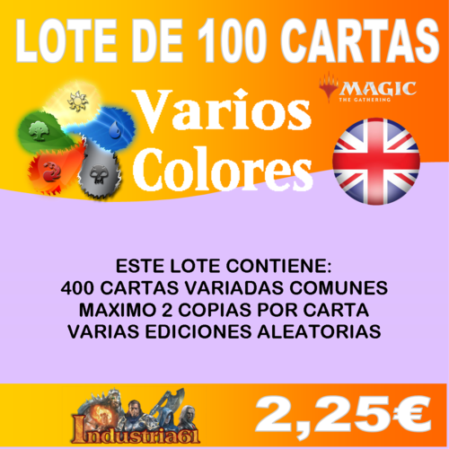100 CARTAS COMUNES DE MAGIC - VARIOS COLORES en INGLÉS