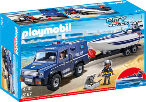 Playmobil 5187 - Coche de Policía con Lancha