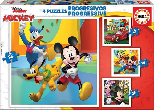 Educa 19294 - Juegos de Mesa - Puzzles Progresivos: Mickey & Friends 12+16+20+25