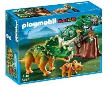 Playmobil 5234 - Dinosaurios - Explorador con Tricerátops y Cría