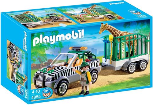 Playmobil 4855 - Vehiculo Zoo con Trailer y Jirafa