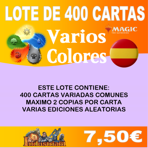 400 CARTAS COMUNES DE MAGIC - VARIOS COLORES en CASTELLANO