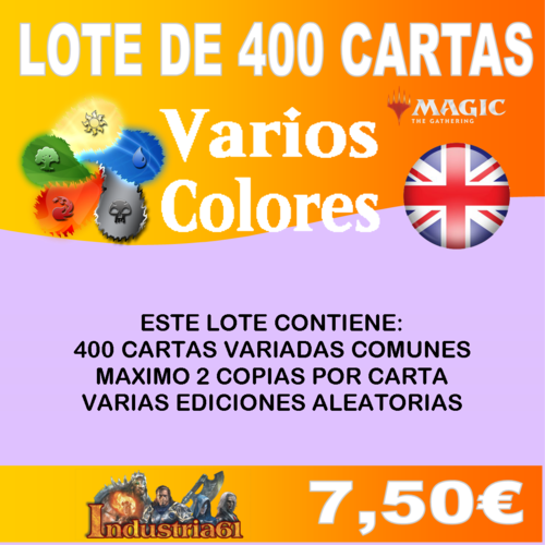 400 CARTAS COMUNES DE MAGIC - VARIOS COLORES en INGLÉS