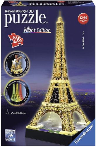Ravensburger 3D - Puzzle 216: La Torre Eiffel: Night Edition