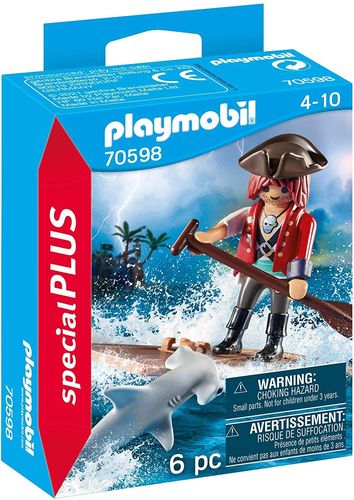 Playmobil 70598 - Special Plus - Pirata con balsa y tiburón martillo