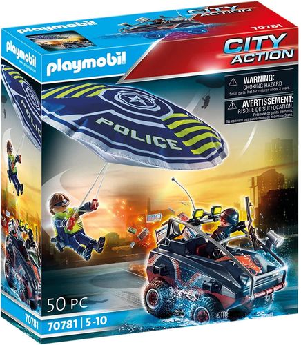 Playmobil 70781 - City Action - Policía Paracaídas: persecución del vehículo anfibio