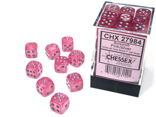 CHESSEX - 36 dados de 12mm (D6) Pink/Silver