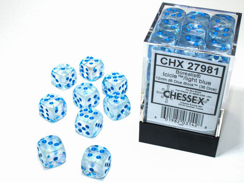CHESSEX - 36 dados de 12mm (D6) Icicle/Light Blue