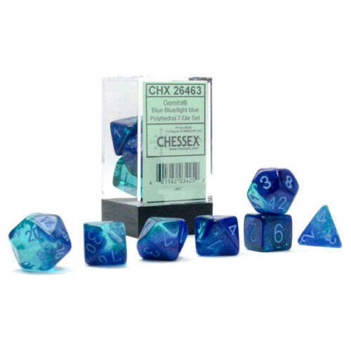 CHESSEX - Set de 7 dados polyhedral - Blue-Blue/Light Blue