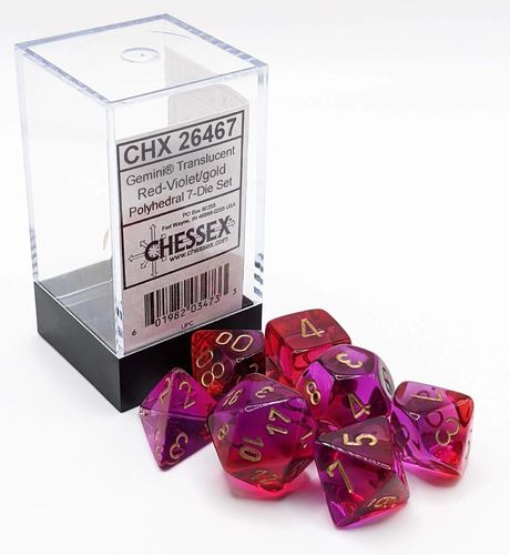 CHESSEX - Set de 7 dados polyhedral - Red-Violet/Gold
