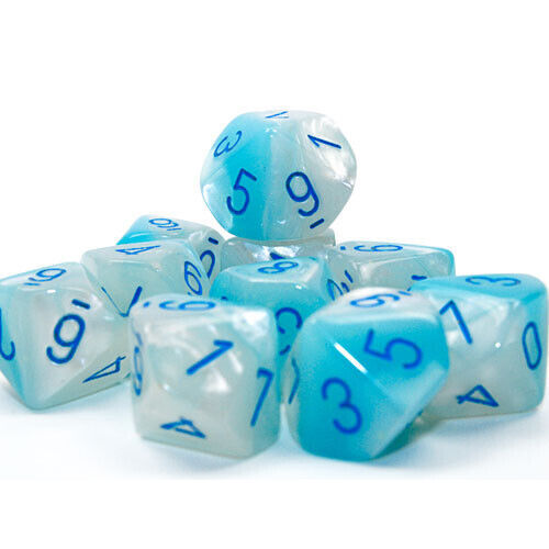 CHESSEX - Set de 10 dados D10 - Pearl Turquoise-White/Blue
