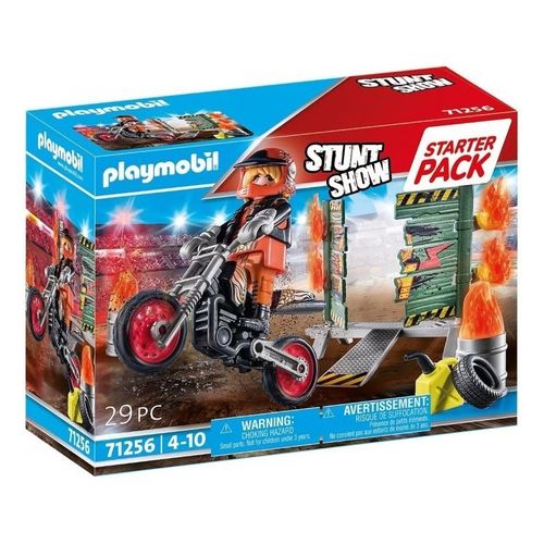 Playmobil 71256 - Stuntshow - Starter Pack Stuntshow Moto con pared de fuego